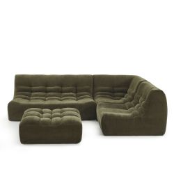 Pouf JANIS modulable 1 place velours vert