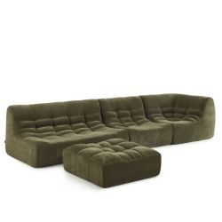 Pouf JANIS modulable 1 place velours vert