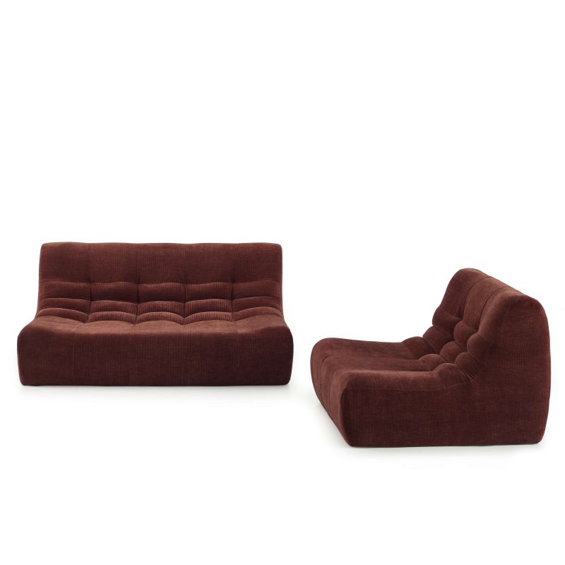 Banquette JANIS modulable 2 places velours bordeaux