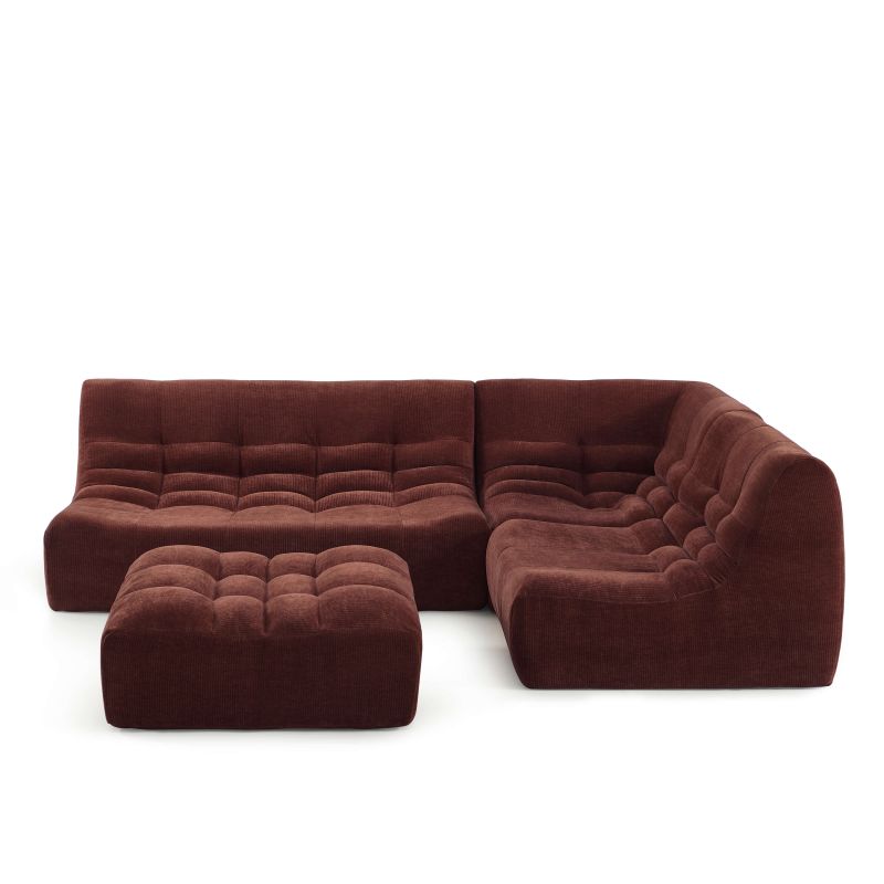 Banquette JANIS modulable 2 places velours bordeaux