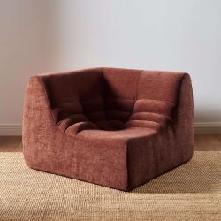 Chauffeuse d'angle JANIS modulable 1 place velours bordeaux