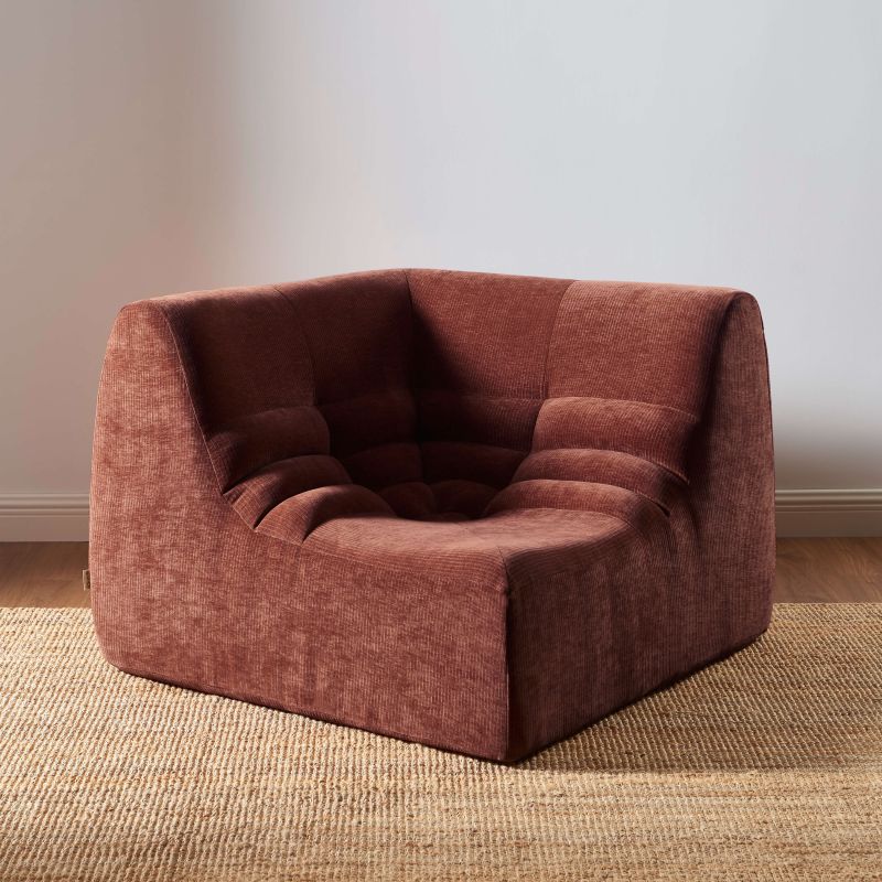 Chauffeuse d'angle JANIS modulable 1 place velours bordeaux