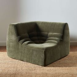 Chauffeuse d'angle JANIS modulable 1 place velours vert