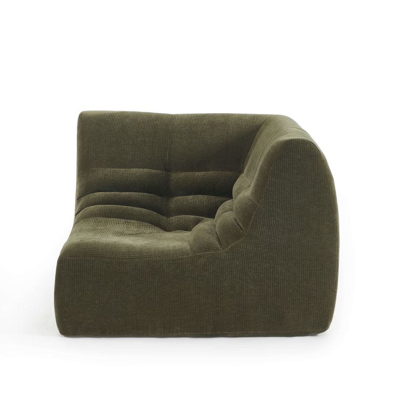 Chauffeuse d'angle JANIS modulable 1 place velours vert