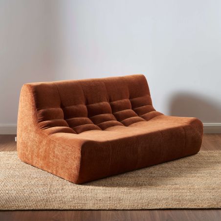Banquette JANIS modulable 2 places velours terracotta