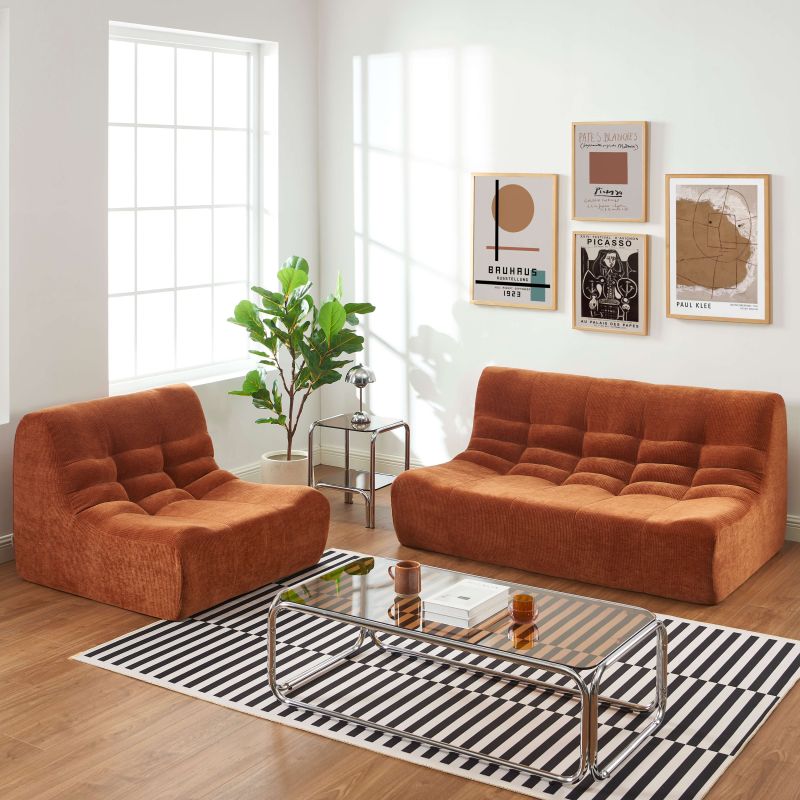Banquette JANIS modulable 2 places velours terracotta