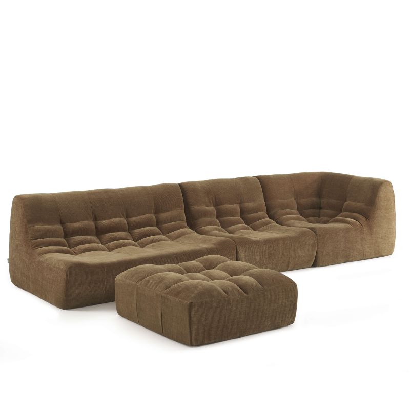 Pouf JANIS modulable 1 place velours marron