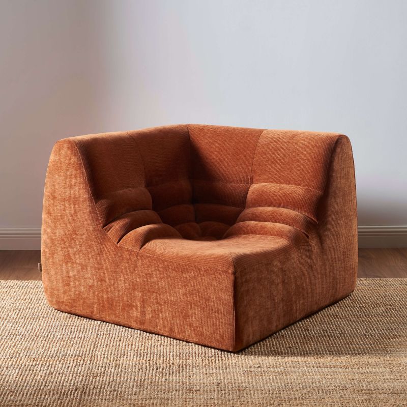 Chauffeuse d'angle JANIS modulable 1 place velours terracotta