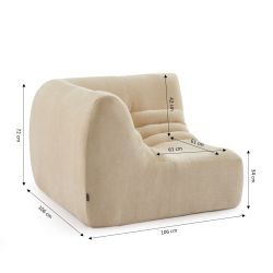 Chauffeuse d'angle JANIS modulable 1 place velours beige