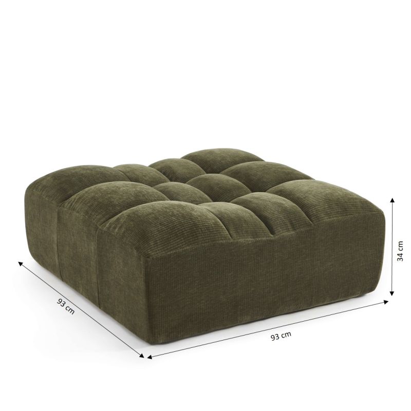 Pouf JANIS modulable 1 place velours vert