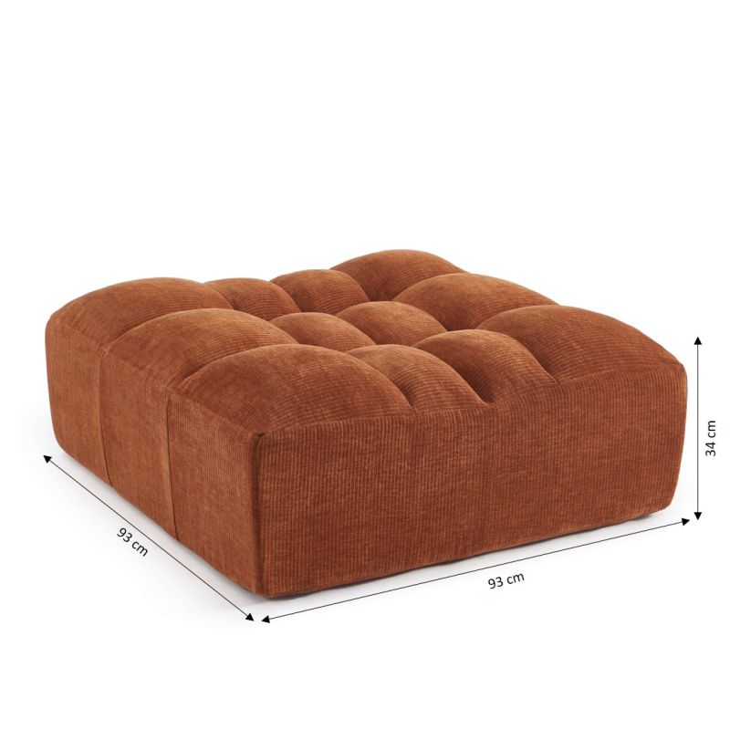 Pouf JANIS modulable 1 place velours terracotta