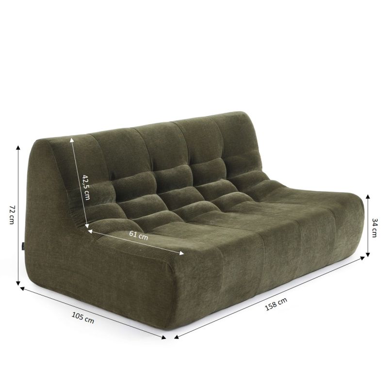 Banquette JANIS modulable 2 places velours vert