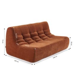 Banquette JANIS modulable 2 places velours terracotta