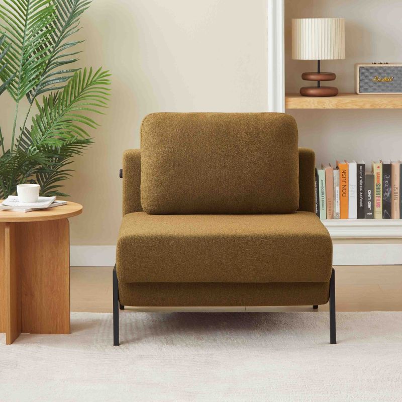 Fauteuil convertible NIO 1 place tissu marron