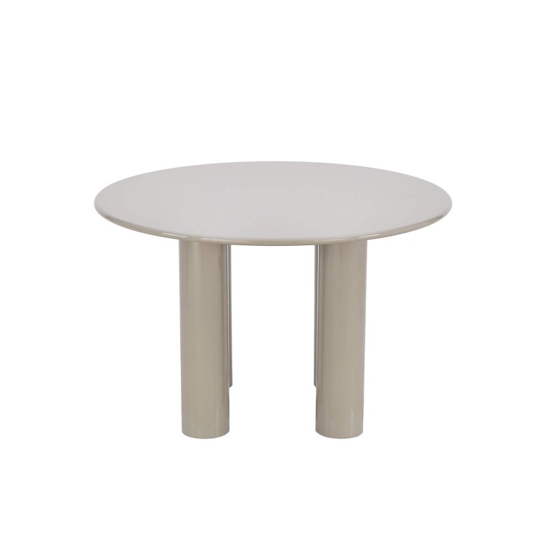 Table de séjour ronde NORI laquée brillante beige 120cm
