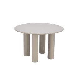Table de séjour ronde NORI laquée brillante beige 120cm