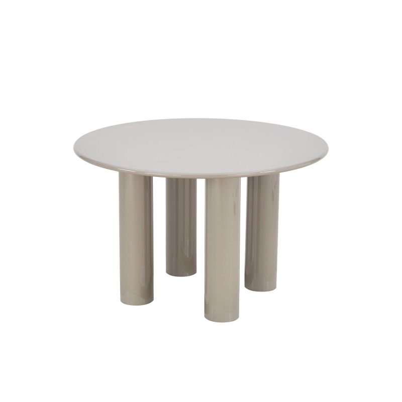 Table de séjour ronde NORI laquée brillante beige 120cm