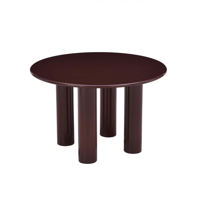 Table de séjour ronde NORI laquée brillante marron 120cm