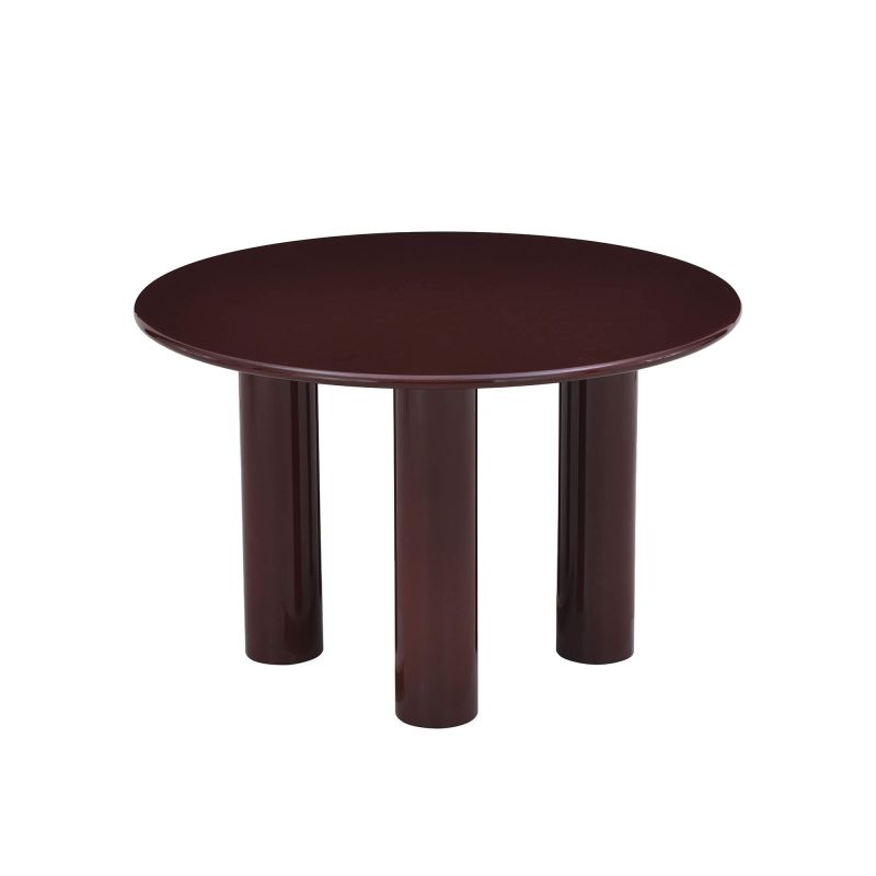 Table de séjour ronde NORI laquée brillante marron 120cm