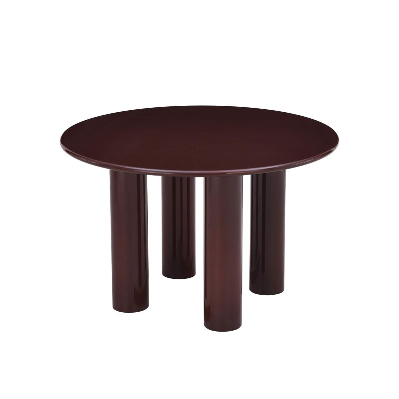 Table de séjour ronde NORI laquée brillante marron 120cm