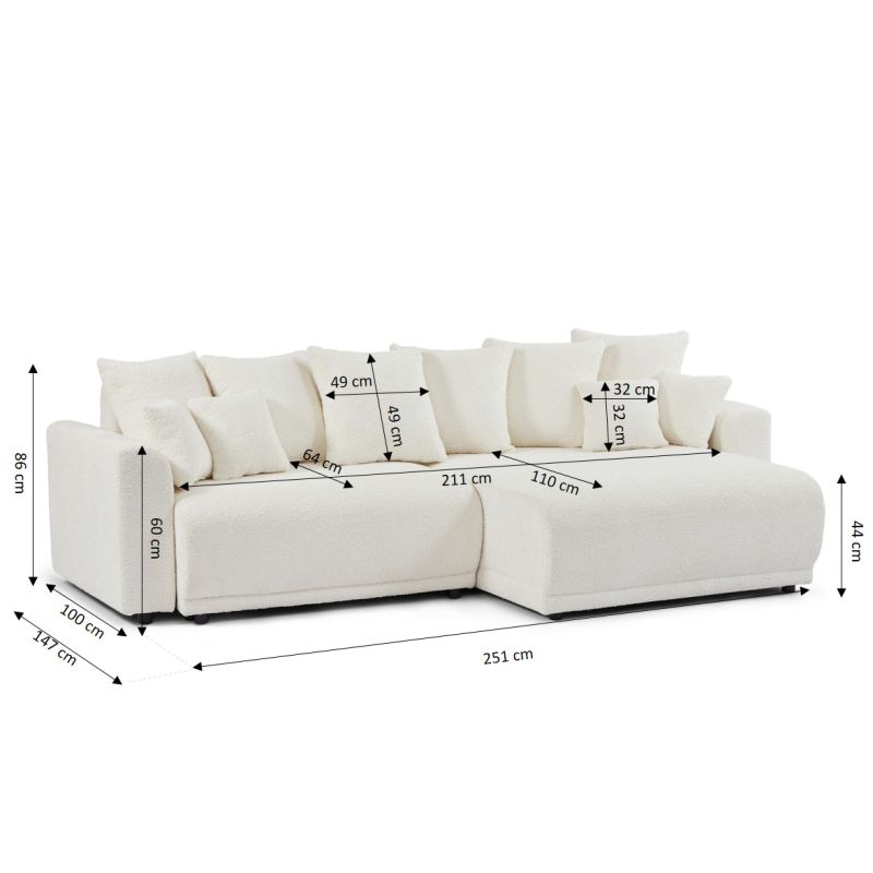 Canapé d'angle convertible et réversible SOLINE 4 places tissu beige