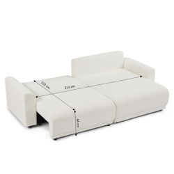 Canapé d'angle convertible et réversible SOLINE 4 places tissu beige
