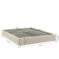 Lit coffre IVY 160x200 tissu beige sommier inclus
