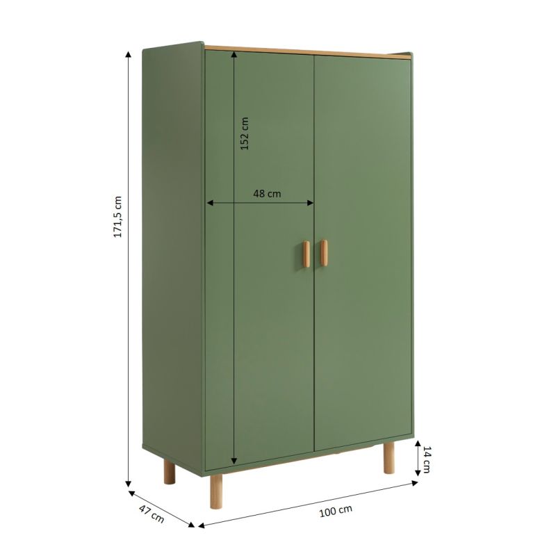 Armoire enfant AURA vert 2 portes