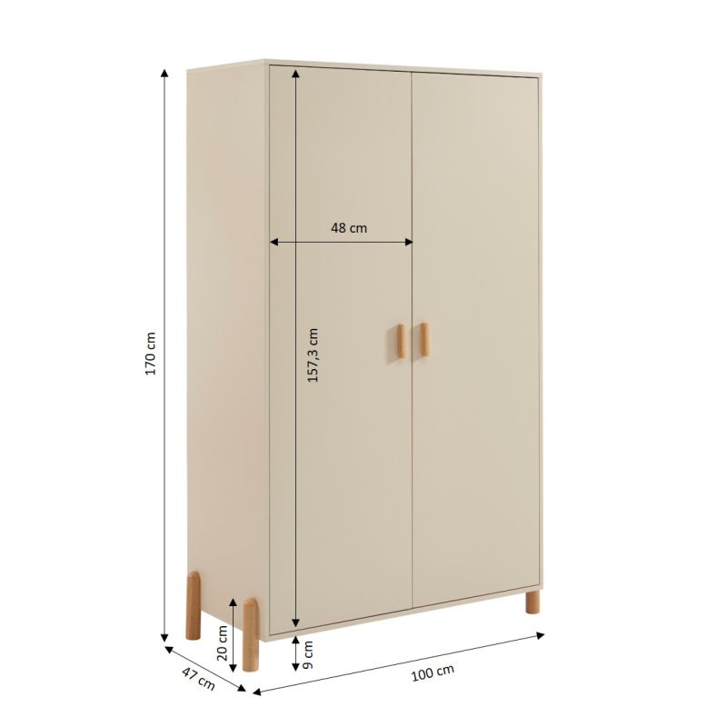 Armoire enfant ILIO beige 2 portes