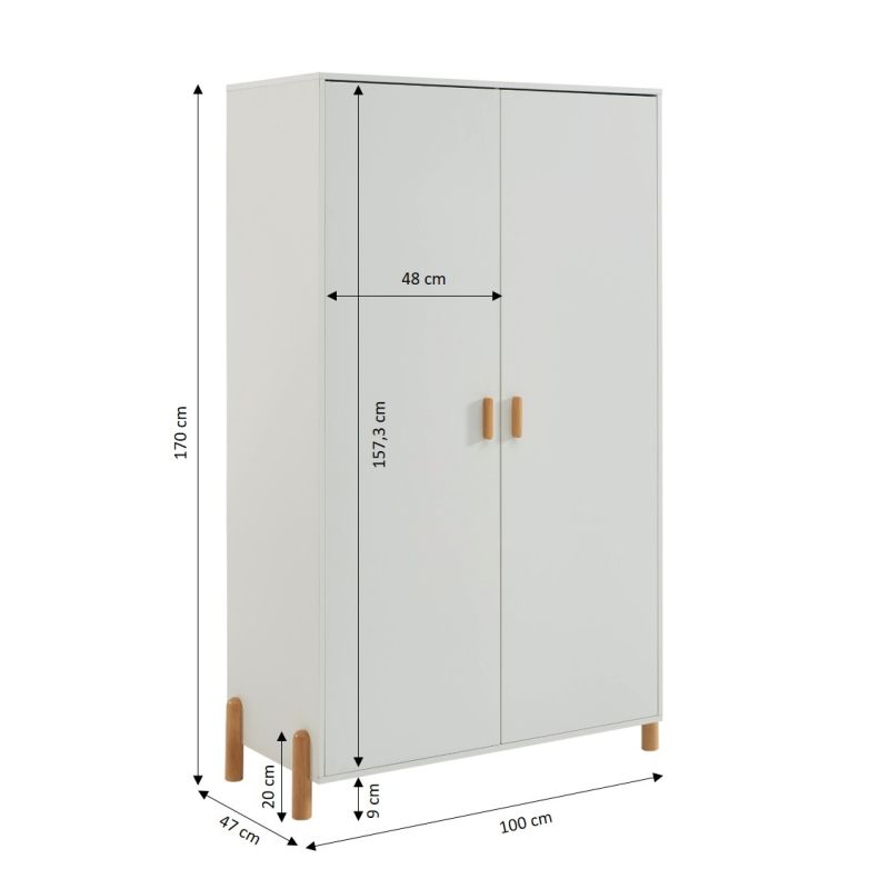 Armoire enfant ILIO blanc 2 portes