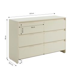 Commode AKKA 6 tiroirs beige 120 cm