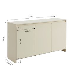 Buffet AKKA 3 portes beige 140 cm