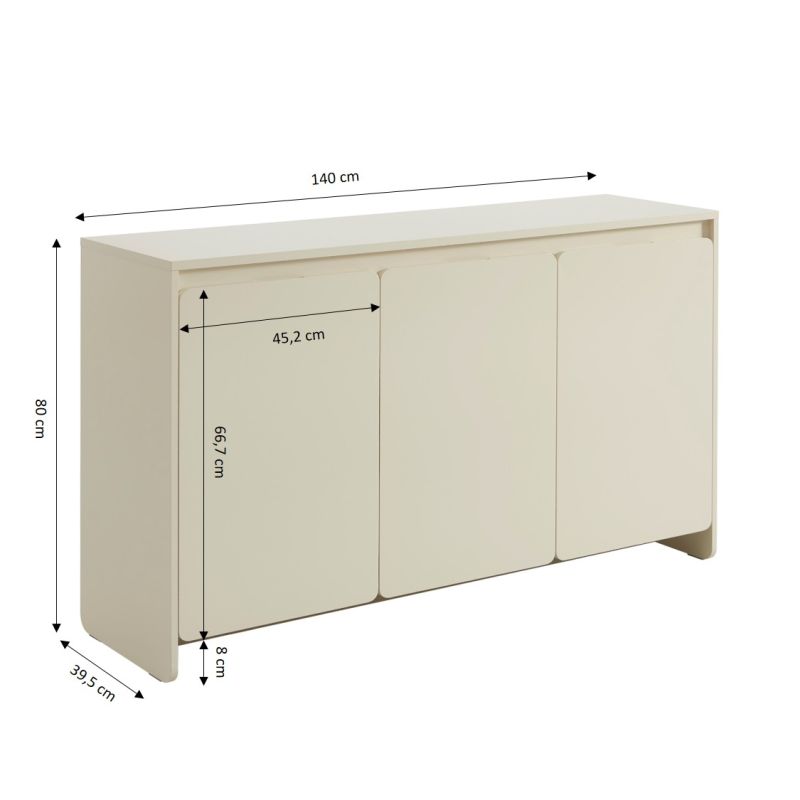 Buffet AKKA 3 portes beige 140 cm