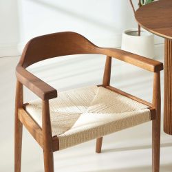 Lot de 2 chaises MARTIE chêne massif couleur noyer et corde