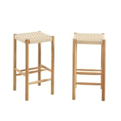 Lot de 2 tabourets ELLIO chêne massif et corde