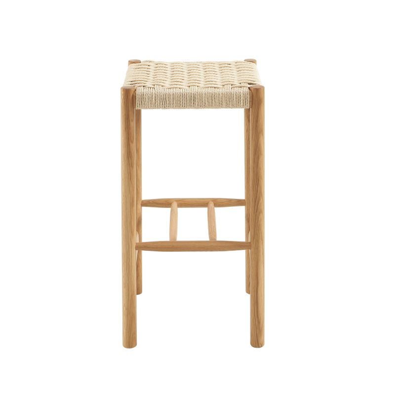 Lot de 2 tabourets ELLIO chêne massif et corde