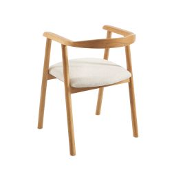 Lot de 2 chaises LORENZ chêne massif et tissu beige
