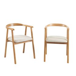 Lot de 2 chaises LORENZ chêne massif et tissu beige