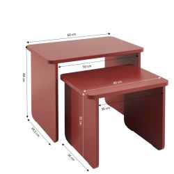 Tables basses gigognes AKKA bordeaux