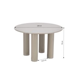 Table de séjour ronde NORI laquée brillante beige 120cm