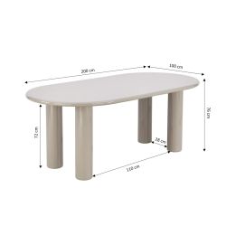 Table de séjour NORI laquée brillante beige 200cm