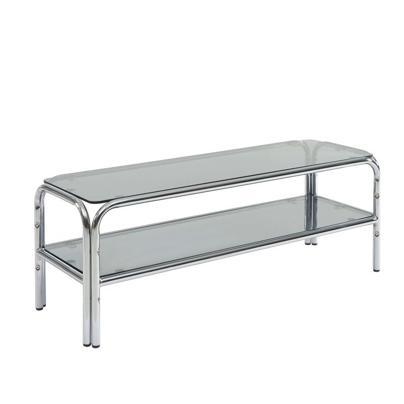 Meuble TV MAGGY verre trempé noir structure en chrome