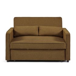 Canapé droit convertible NEVA 2 places tissu marron