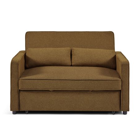 Canapé droit convertible NEVA 2 places tissu marron