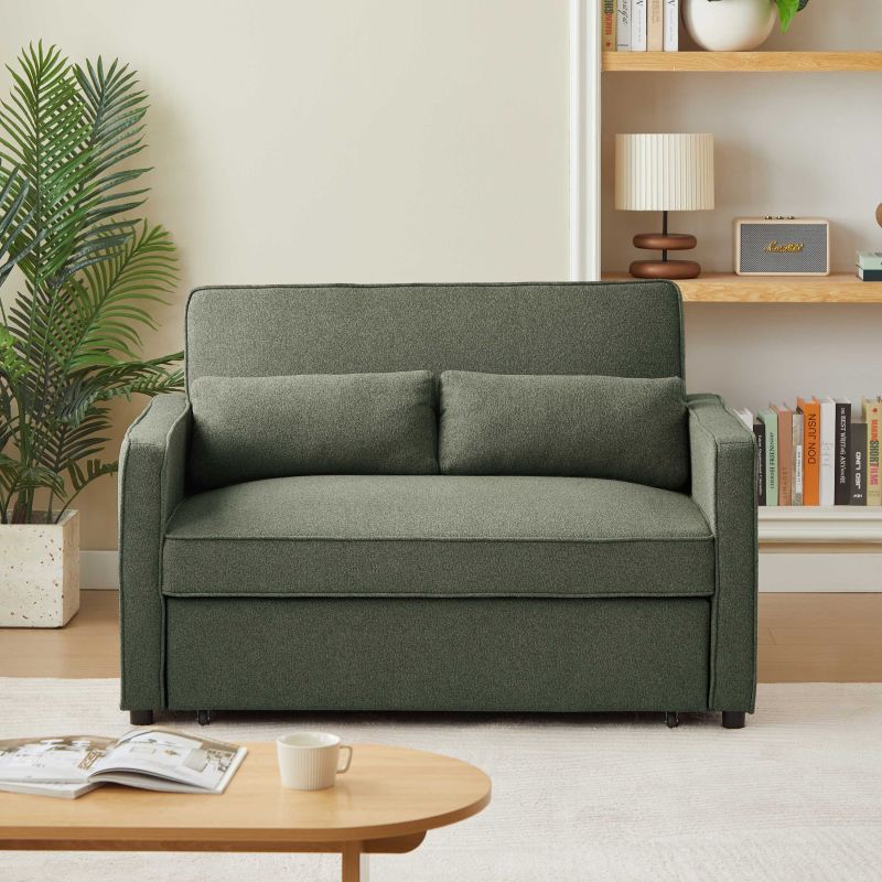 Canapé droit convertible NEVA 2 places tissu vert