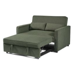Canapé droit convertible NEVA 2 places tissu vert