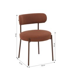 Lot de 2 chaises NOA tissu terracotta pieds métal finition noyer