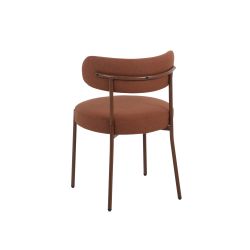 Lot de 2 chaises NOA tissu terracotta pieds métal finition noyer