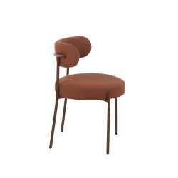 Lot de 2 chaises NOA tissu terracotta pieds métal finition noyer