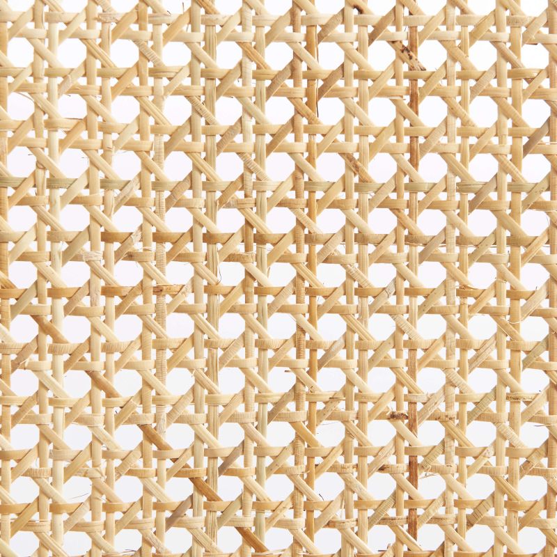 Lot de 2 chaises ELLA cannage et tissu écru pieds métal chromé